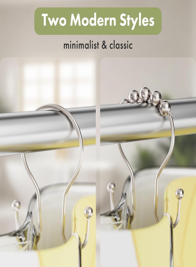 AmazerBath Shower Curtain Hooks Brushed Nickel Shower Curtain Rings, Simple Double Hook Shower Curtain Hooks Rust Proof, Smooth Glide Metal Shower Hooks for Shower Curtain, 12Pcs Shower Rod Hooks - Image 5