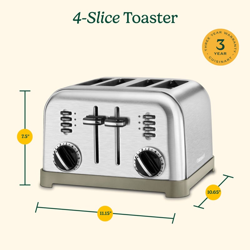 Cuisinart Cuisinart 4 Slice Toaster Oven, Brushed Stainless, CPT-180P1  - Image 3