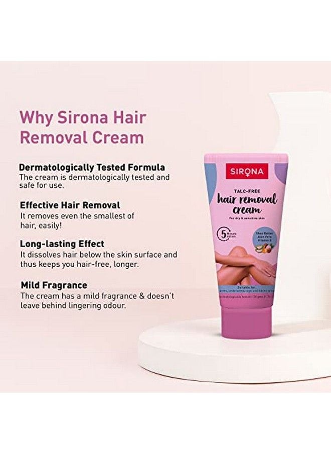 Sirona - Hair Removal Cream For Women Dry And Sensitive Skin 50 Gm ; With Aloe Vera Vitamin E & Shea Butter ; Ideal For Bikini Line Underarm Legs - Image 1
