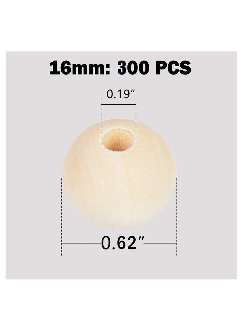 SYOSI - 300pcs 16mm Natural Unfinished Wooden Beads - Versatile Round Wood Spacer Beads for Crafting, Decorations, and DIY Projects - Image 1