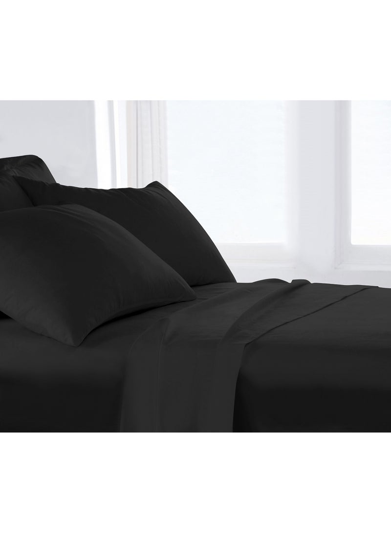 Lavish Touch 500 TC 100% Cotton Peach 4pc Sheet Set Black Queen (152 x 203 cm) Flat Fitted 2 Pillowcase Soft Sateen Weave - Image 5