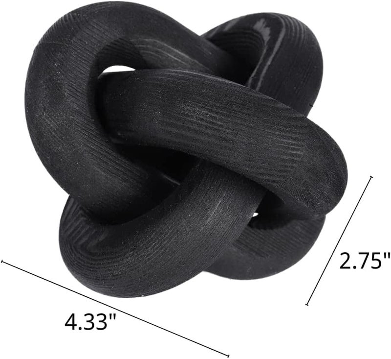DEERWIN Wood Knot Chain Link Decor - 3 Link Boho Wooden Hand Carved Decorative Wooden Links Knots for Coffee Table Entryway Modern Farmhouse Shelf Decoration (Black) - Image 4