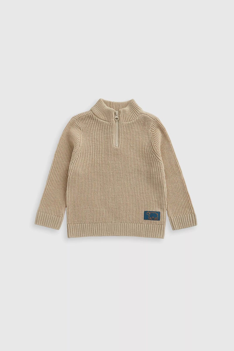 mothercare Oatmeal Funnel-Neck Knitted Jumper