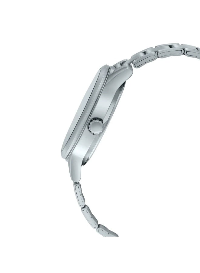 CASIO ساعة كاسيو للرجال التناظرية - قرص أسود، حزام من الفولاذ المقاوم للصدأ الفضي - Image 2