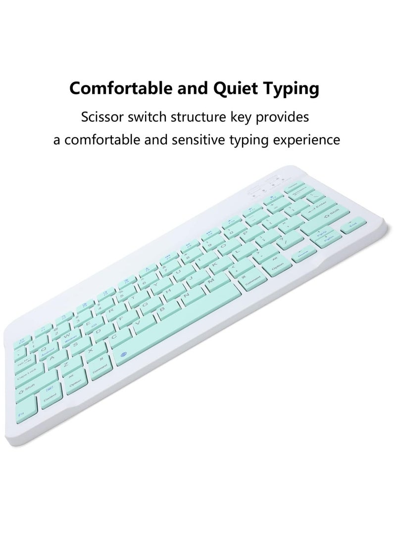 ELTRAZONE - Rechargeable Bluetooth Keyboard and Mouse Combo Ultra-Slim Portable Compact Wireless Mouse Keyboard Set for Android Windows Tablet Cell Phone iPhone iPad Pro Air Mini, iPad OS/iOS 13 and above (Green) - Image 1
