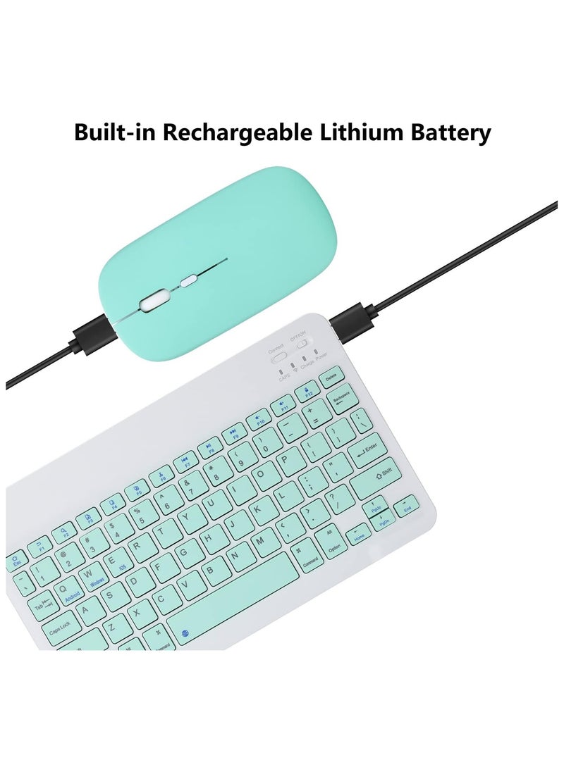 ELTRAZONE - Rechargeable Bluetooth Keyboard and Mouse Combo Ultra-Slim Portable Compact Wireless Mouse Keyboard Set for Android Windows Tablet Cell Phone iPhone iPad Pro Air Mini, iPad OS/iOS 13 and above (Green) - Image 1