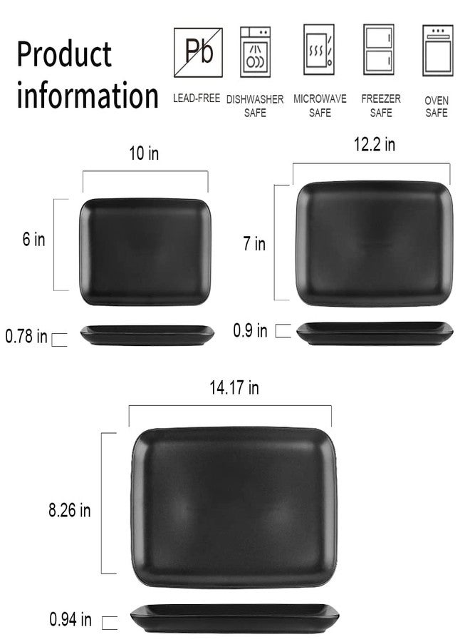 KOOV Ceramic Rectangular Serving Tray, 14/12/10 Inch Large Serving Platter, Porcelain Serving Plates with 3 Sizes, Ceramic Serving Dishes for Party, Food, Appetizers and Dinner, Set of 3 (Matte Black) - Image 5