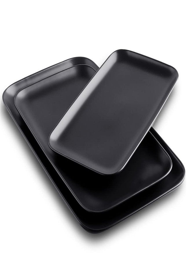 KOOV Ceramic Rectangular Serving Tray, 14/12/10 Inch Large Serving Platter, Porcelain Serving Plates with 3 Sizes, Ceramic Serving Dishes for Party, Food, Appetizers and Dinner, Set of 3 (Matte Black) - Image 1