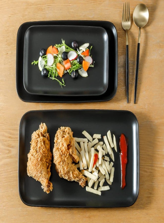 KOOV Ceramic Rectangular Serving Tray, 14/12/10 Inch Large Serving Platter, Porcelain Serving Plates with 3 Sizes, Ceramic Serving Dishes for Party, Food, Appetizers and Dinner, Set of 3 (Matte Black) - Image 2