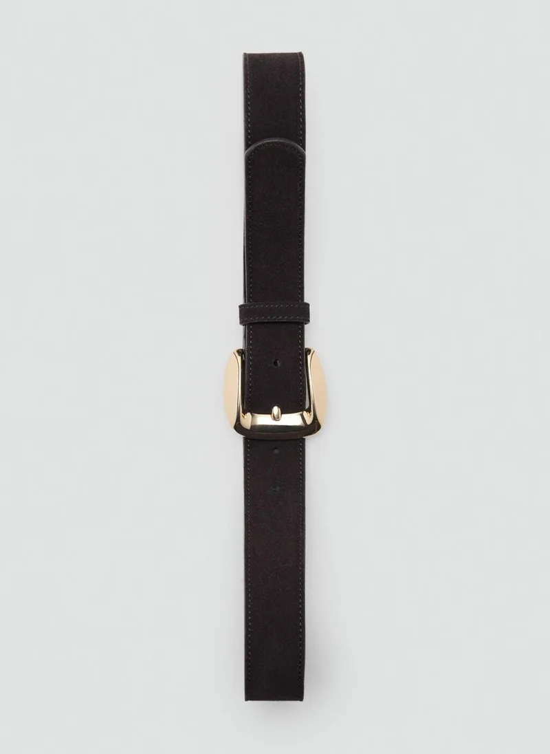 مانجو Suede Belt With Square Buckle