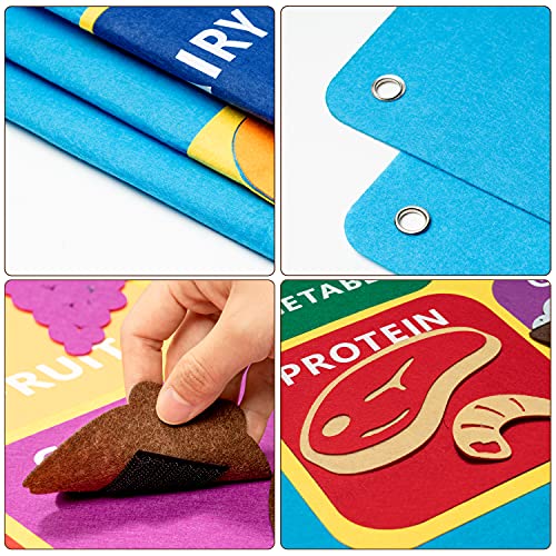 WATINC My Plate Felt-Board Stories Set 3.5Ft 53Pcs Preschool Vegetables Fruit Protein Grains Flannel Food Diary Classroom Theme Early Learning Play Kit Wall Hanging Gift for Toddlers Kids - Image 3