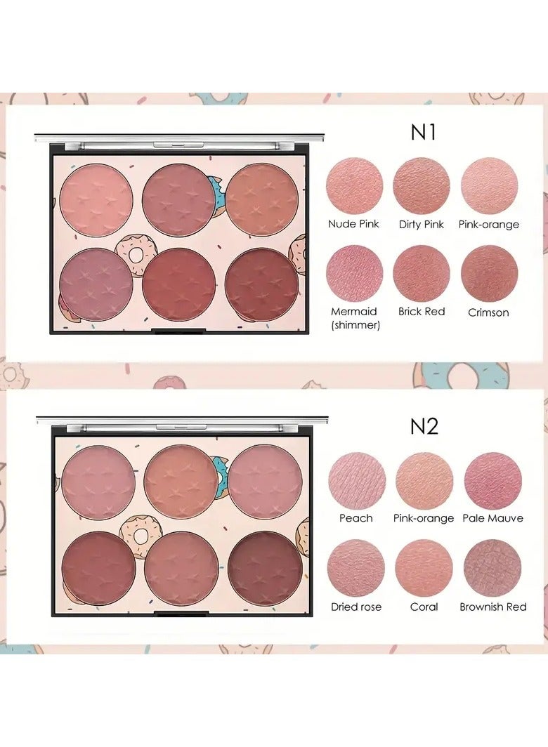 Miss Rose 6-color Sunset Blusher Palette Natural Matte Blush Glowvv  Kit - Image 3