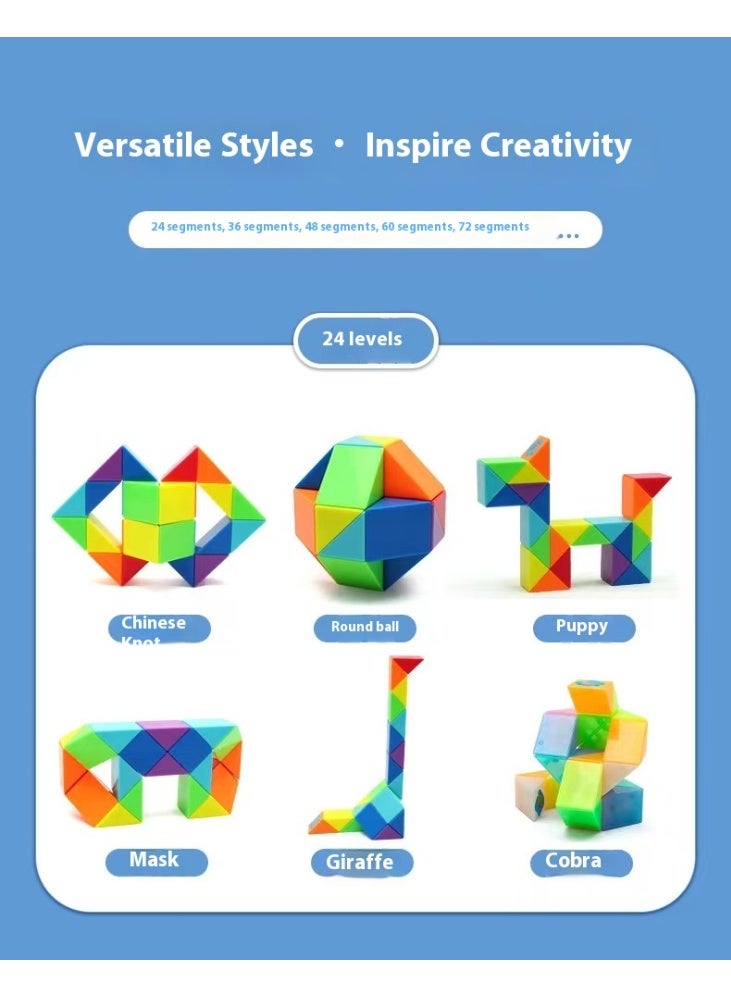 شفاء الحياة لعبة مسطرة سحرية مكونة من 72 قطعة – مكعب ثعبان قابل للتشكيل لتحدي العقل للأطفال والكبار، مكعبات تعليمية ومضادة للتوتر ومثالية للحفلات - Image 5