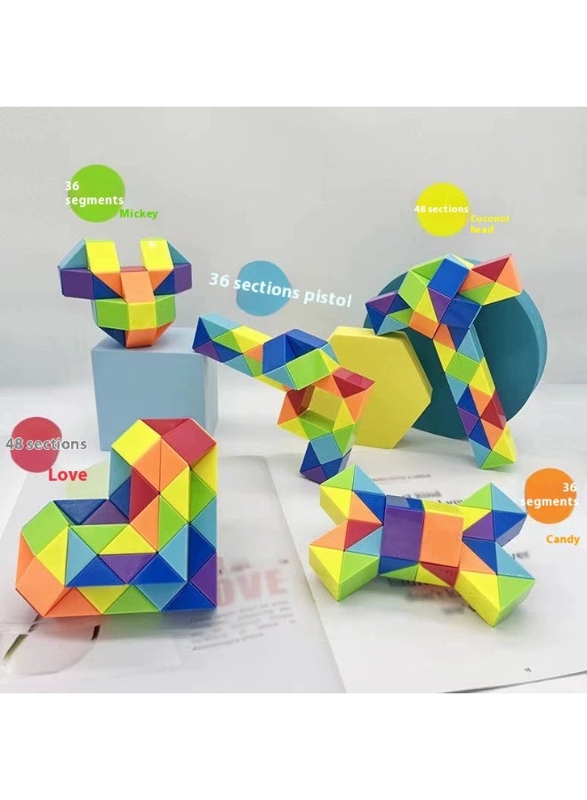 شفاء الحياة لعبة مسطرة سحرية مكونة من 72 قطعة – مكعب ثعبان قابل للتشكيل لتحدي العقل للأطفال والكبار، مكعبات تعليمية ومضادة للتوتر ومثالية للحفلات - Image 3