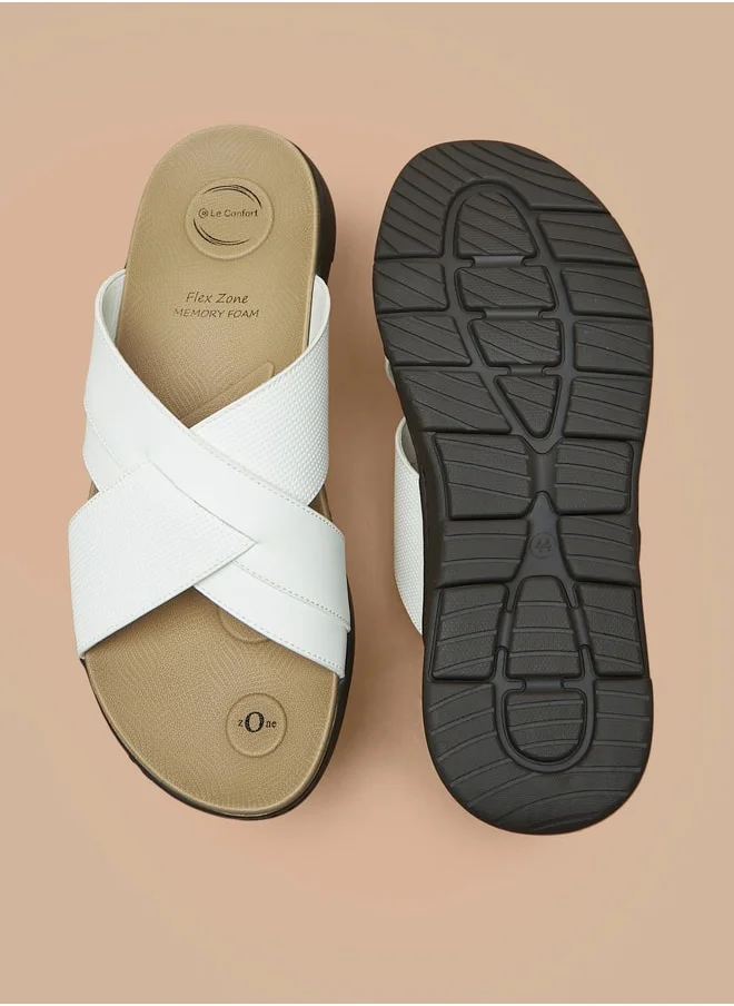 لو كونفورت Men's Cross Strap Slip-On Sandals