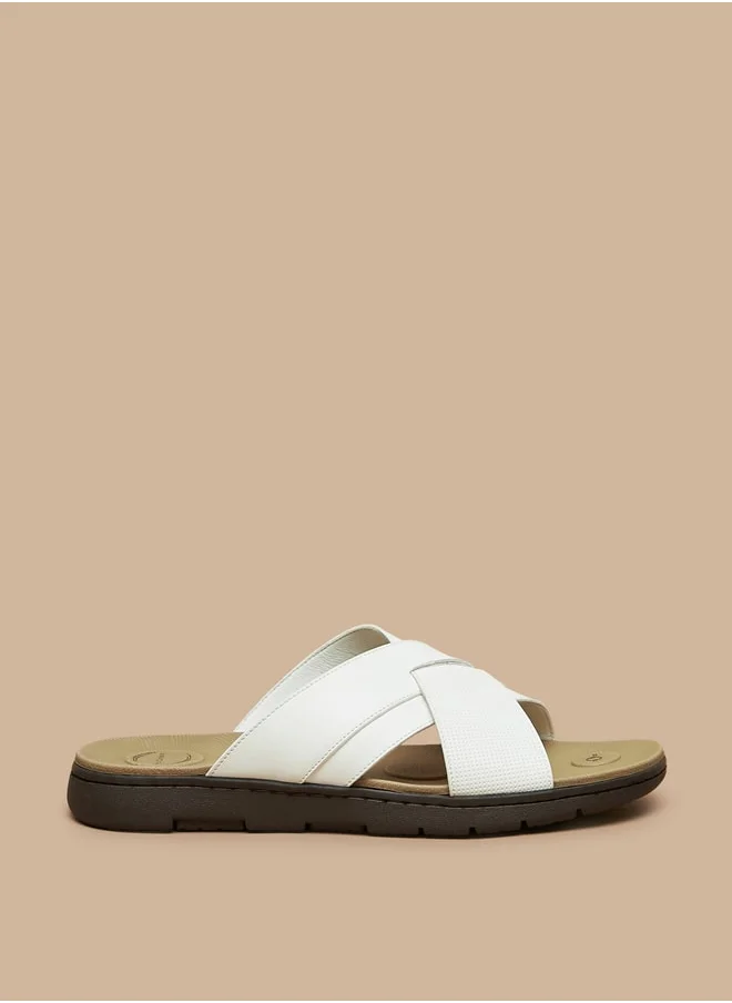 لو كونفورت Men's Cross Strap Slip-On Sandals