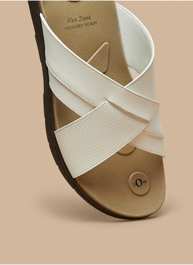 لو كونفورت Men's Cross Strap Slip-On Sandals