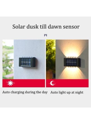 2 Pieces Solar Fence Lights, Outdoor LED Solar Wall Lights, Ip65 Waterproof Security Night Sensor Lights for Passageway Porch Yard Garage Garden Fence Sidewalk Driveway Solar Wall Lights - Outdoor Camping Lights with 10 LEDs, Warm Lighting for Yard, Street, Landscape, Garden Decoration - view 3