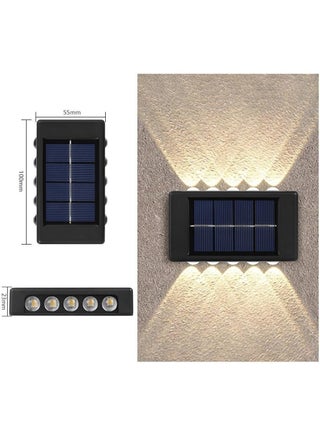 2 Pieces Solar Fence Lights, Outdoor LED Solar Wall Lights, Ip65 Waterproof Security Night Sensor Lights for Passageway Porch Yard Garage Garden Fence Sidewalk Driveway Solar Wall Lights - Outdoor Camping Lights with 10 LEDs, Warm Lighting for Yard, Street, Landscape, Garden Decoration - view 2