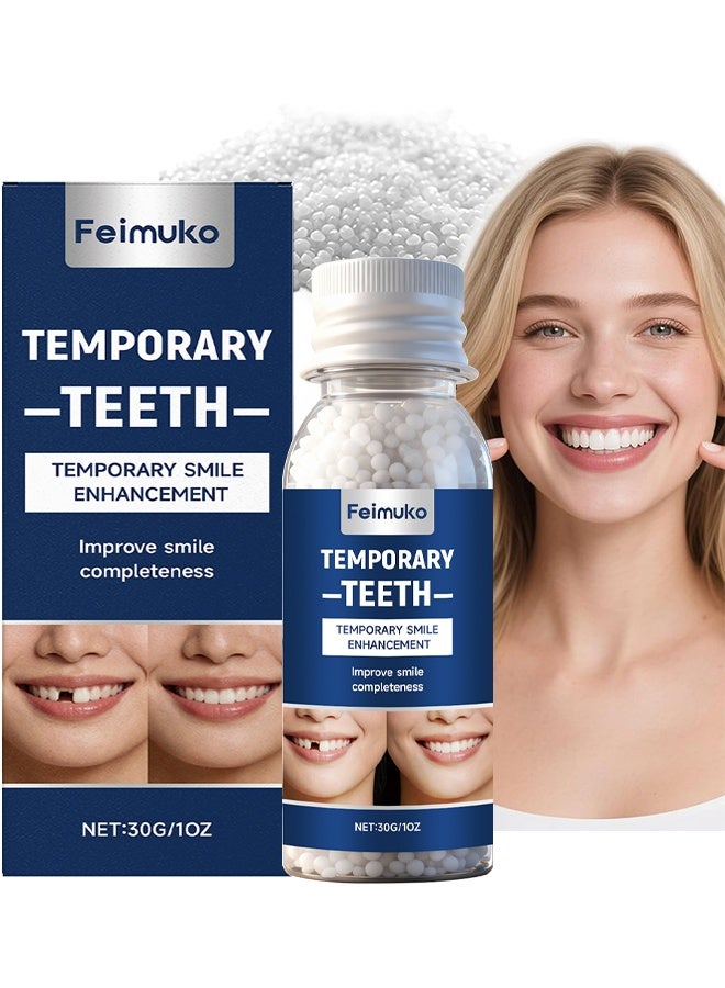 Feimuko Tooth Repair Kit, Moldable False Teeth Beads, Teeth Replacement Kit For Temporary Restoration Of Missing & Broken Teeth Replacement Dentures, DIY Heat Fit Beads, Suitable For Missing, Cracked DIY Denture Kit, 30g - Image 1