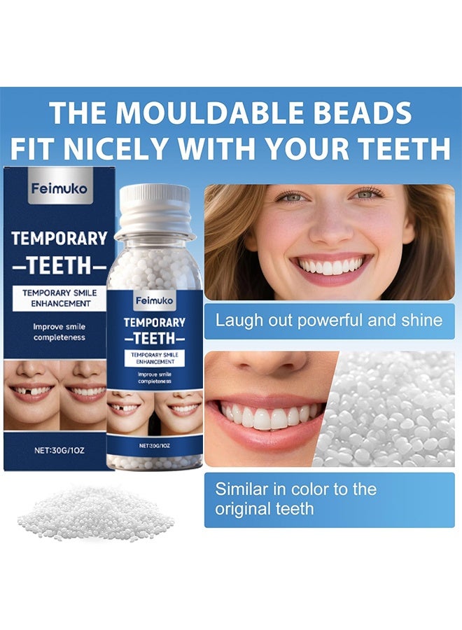 Feimuko Tooth Repair Kit, Moldable False Teeth Beads, Teeth Replacement Kit For Temporary Restoration Of Missing & Broken Teeth Replacement Dentures, DIY Heat Fit Beads, Suitable For Missing, Cracked DIY Denture Kit, 30g - Image 3