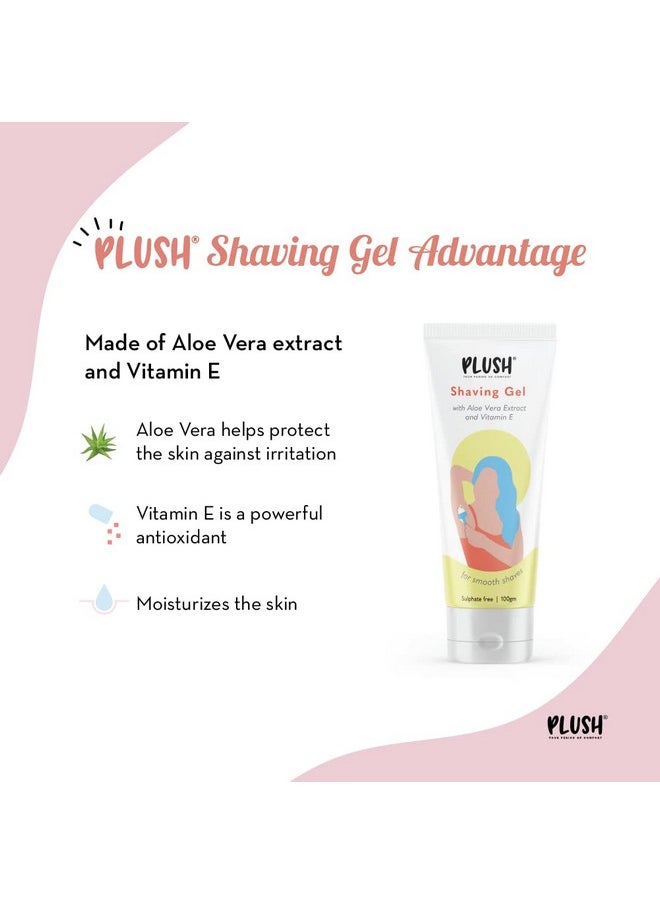 Plush Shaving Kit For Women With 5-Blade Body Razor + Natural Shaving Gel With Aloe Vera & Vitamin E Extracts 100Gm | Easy, Safe Body Hair Removal | No Bumps, No Cuts | For All Skin Types | Prevent Razor-Burns  - Image 4