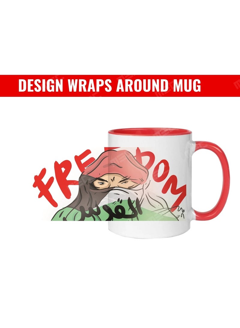 MEC Palestine Alqudus Freedom Design Wraps Around Mug Printed Coffee Mug 11Oz Red Handle - Image 2
