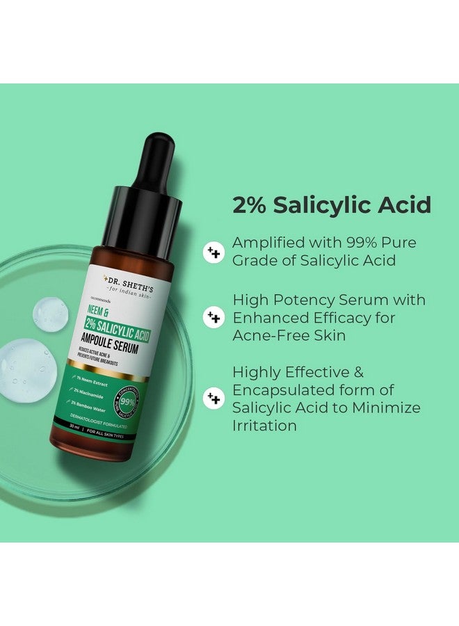 Dr. Sheth's Neem & Salicylic Acid Serum For Active Acne,Blackheads & Open Pores|2% Salicylic Acid & 1% Niacinamide|For Oily & Acne-Prone Skin|Men & Women|30Ml - Image 3