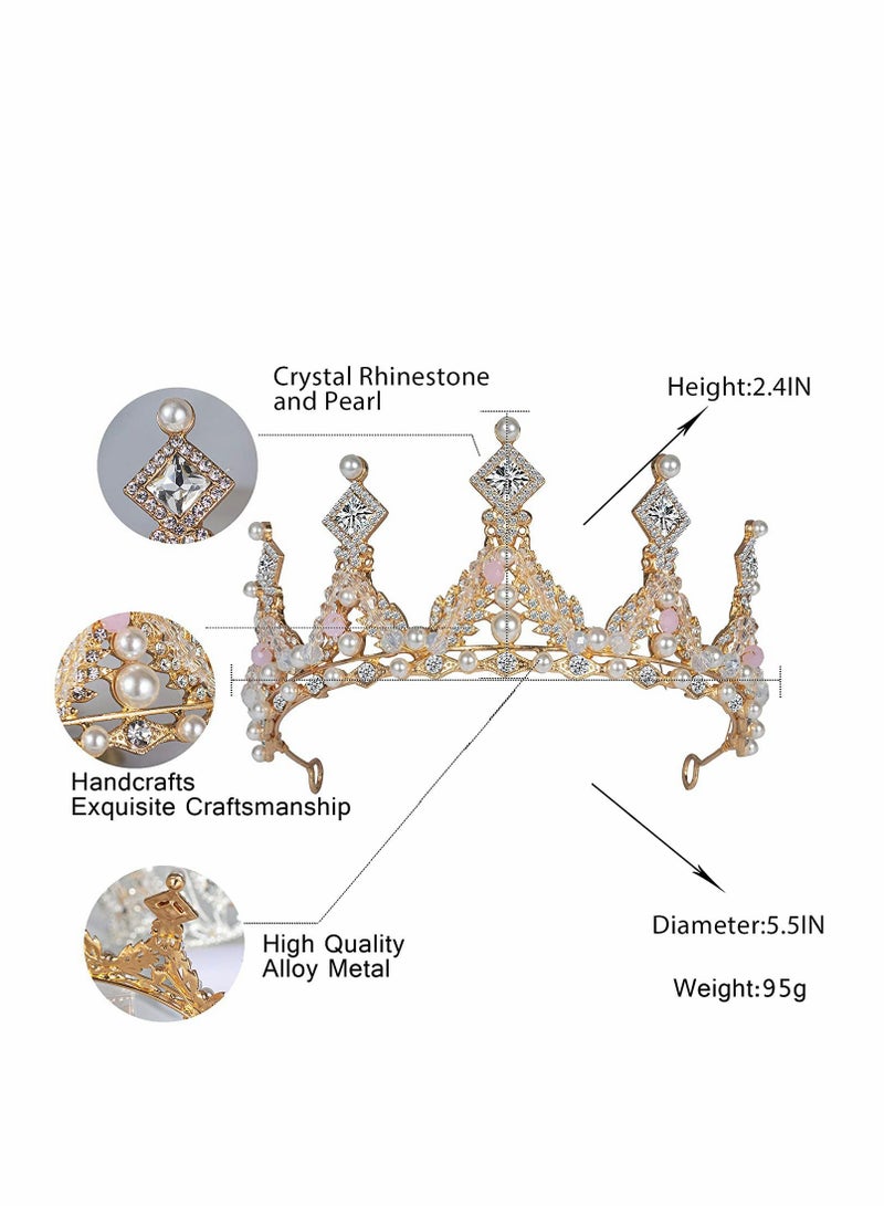 KASTWAVE Crystal Princess Crown for Girl Women Ladies, Queen Tiaras with Rhinestone, Gold Birthday Tiaras Headpieces Accessories for Girls Wedding Prom Costume Party, Elegant Crown Lady Girl Bride Wedding Prom - Image 4