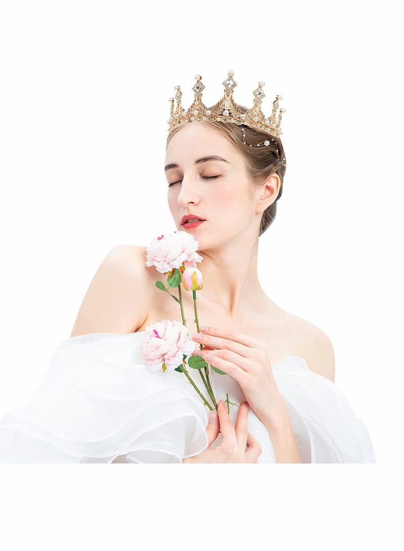 KASTWAVE Crystal Princess Crown for Girl Women Ladies, Queen Tiaras with Rhinestone, Gold Birthday Tiaras Headpieces Accessories for Girls Wedding Prom Costume Party, Elegant Crown Lady Girl Bride Wedding Prom - Image 3