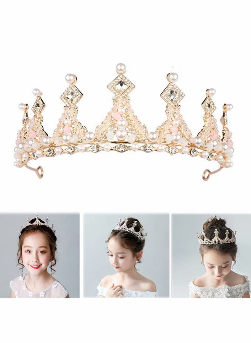 KASTWAVE Crystal Princess Crown for Girl Women Ladies, Queen Tiaras with Rhinestone, Gold Birthday Tiaras Headpieces Accessories for Girls Wedding Prom Costume Party, Elegant Crown Lady Girl Bride Wedding Prom - Image 1