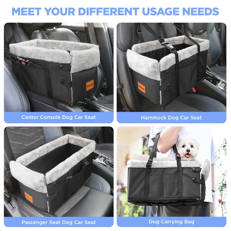 BONTHEE Center Console Dog Car Seat for Small Dogs,Washable Foldable Console Booster Seat for Puppy Car Seat with Safe Protection Hooks Adjustable Straps and Storage Pocket Pet Up to15lbs - Image 5