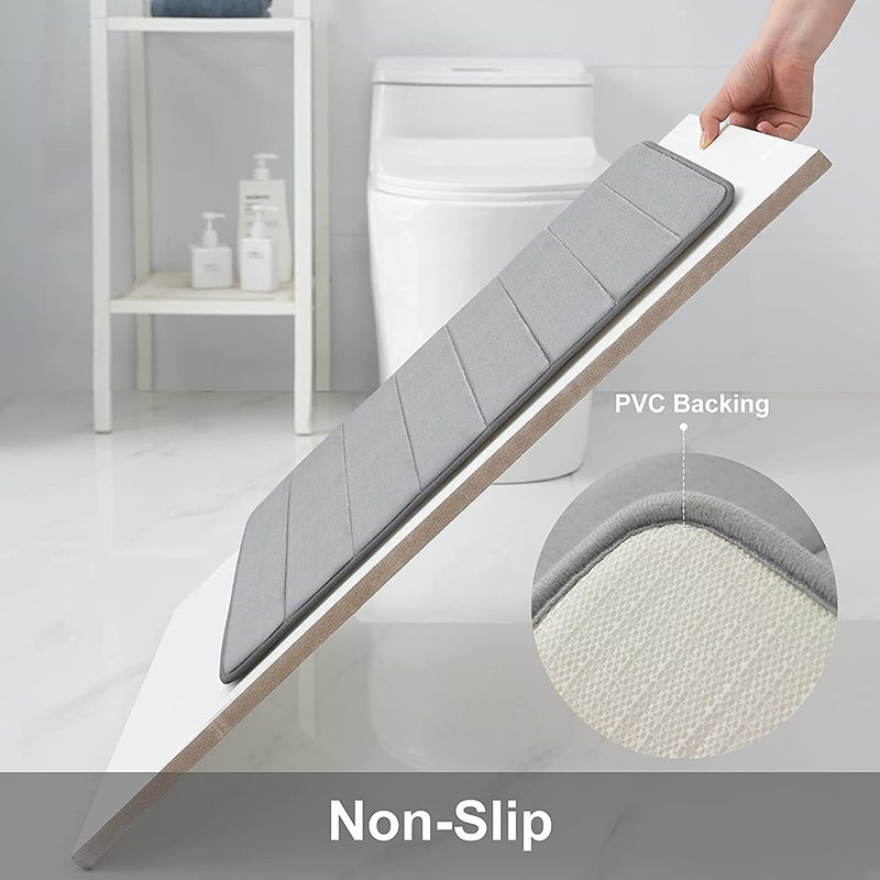 SANGOZ Super Absorbent Memory Foam Door Mat Large 60 X 40 CM NonSlip UltraSoft Water Absorbent Thick QuickDry Doormat for Home Bedroom Living Office Washable Bathroom Rug - Image 4