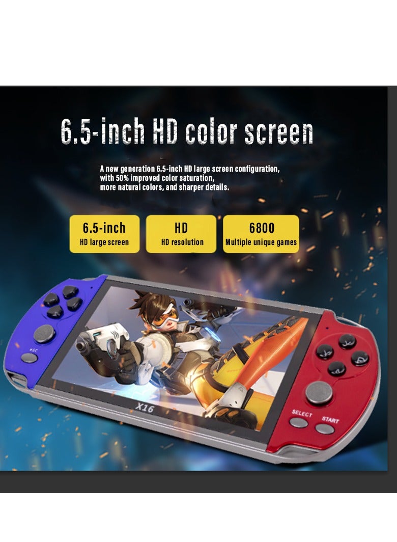 X16 Handheld Game Console with 6.5-Inch HD Display, 64GB Memory Card, Built-in Classic and Modern Games, Portable Gaming System for Kids and Adults - Image 4