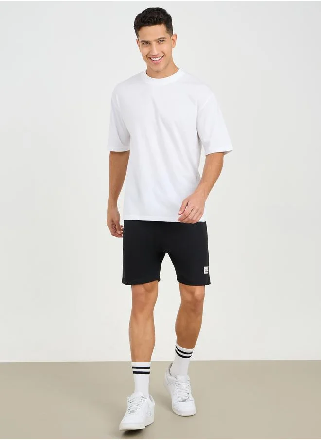 ستايلي Styli Badge Detail Regular Fit Terry Shorts