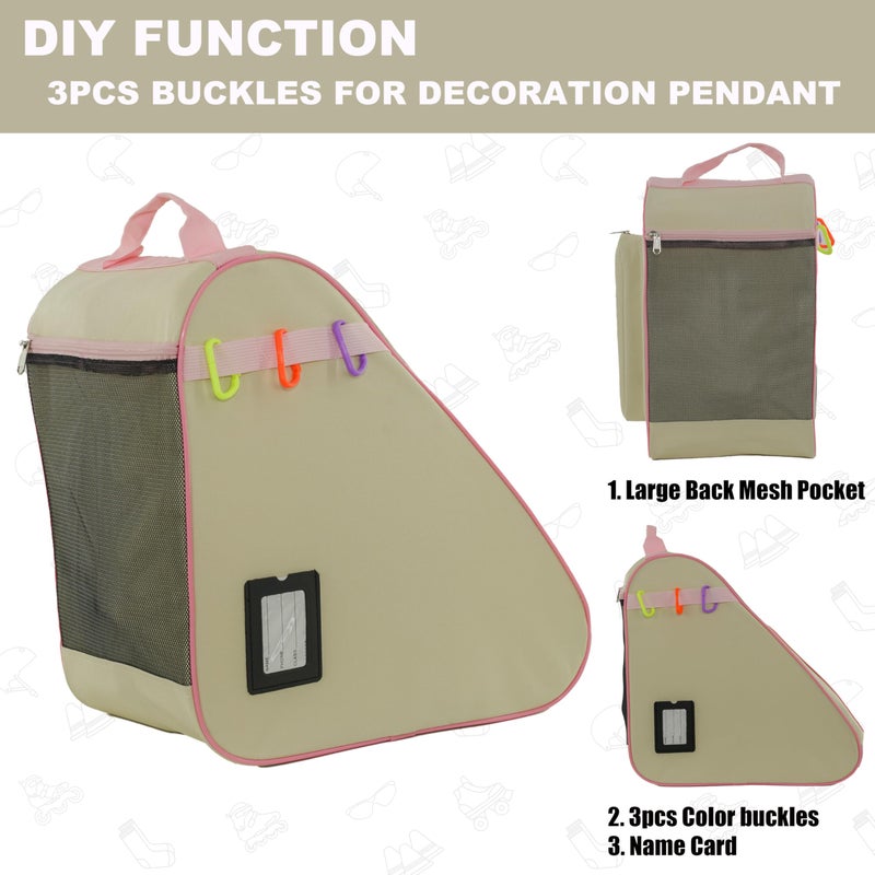 HEXIFUL Skate Bag to Carry Ice Skates, Inline Skates, Roller Skates and Quad Skates for Both Kids and Adults (Jasmine/Pink 013) - Image 5