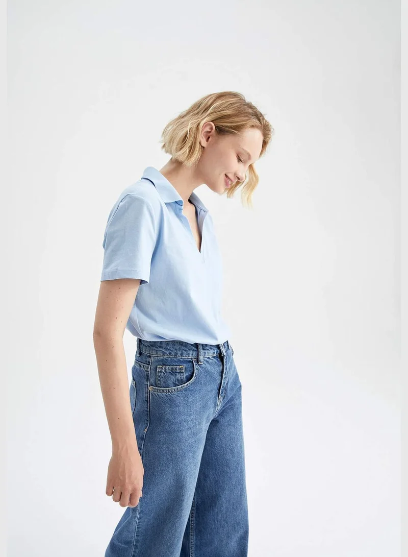 DeFacto Woman Regular Fit Polo Neck Short Sleeve Polo T-Shirt