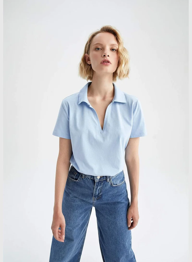 DeFacto Woman Regular Fit Polo Neck Short Sleeve Polo T-Shirt