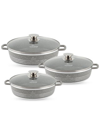24/28/32cm Non Stick Cookware Set - Shallow Pots Set with Lid Non Stick PFOA FREE Granite Coating Frying Pans set | Kitchen Cooking Pots Oven Safe | Double Handles Grey - pzsku/Z9FBC1D1FFB4971444BF4Z/45/_/1739789574/f445e8f8-0968-4ecf-b37d-f486963a7294