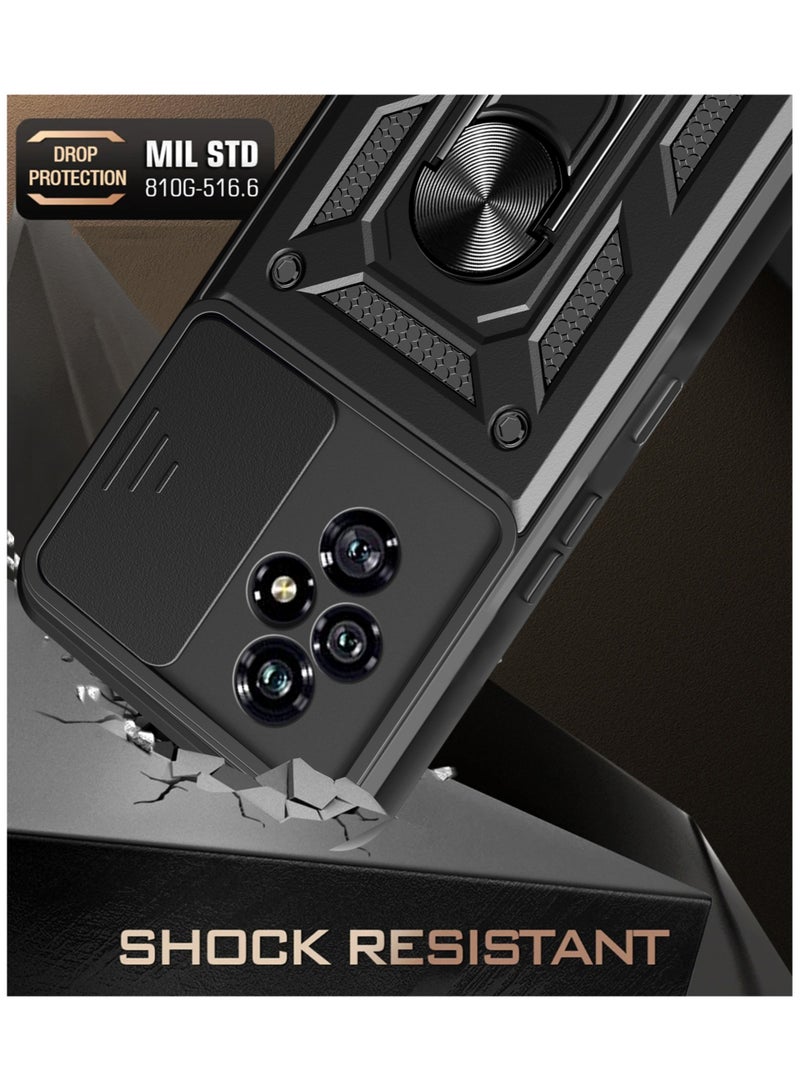 Case Cover Shockproof Windows Protective Case with Camera Protection and Metal Ring Compatible with Honor 200 (Black) - Image 2