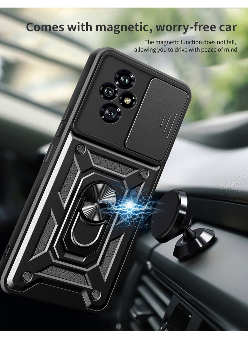 Case Cover Shockproof Windows Protective Case with Camera Protection and Metal Ring Compatible with Honor 200 (Black) - Image 3