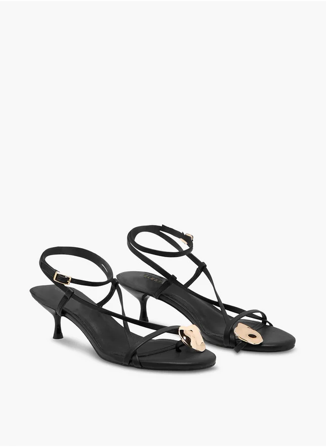 Celeste Women's Solid Slingback Sandals with Kitten Heels and Buckle Closure