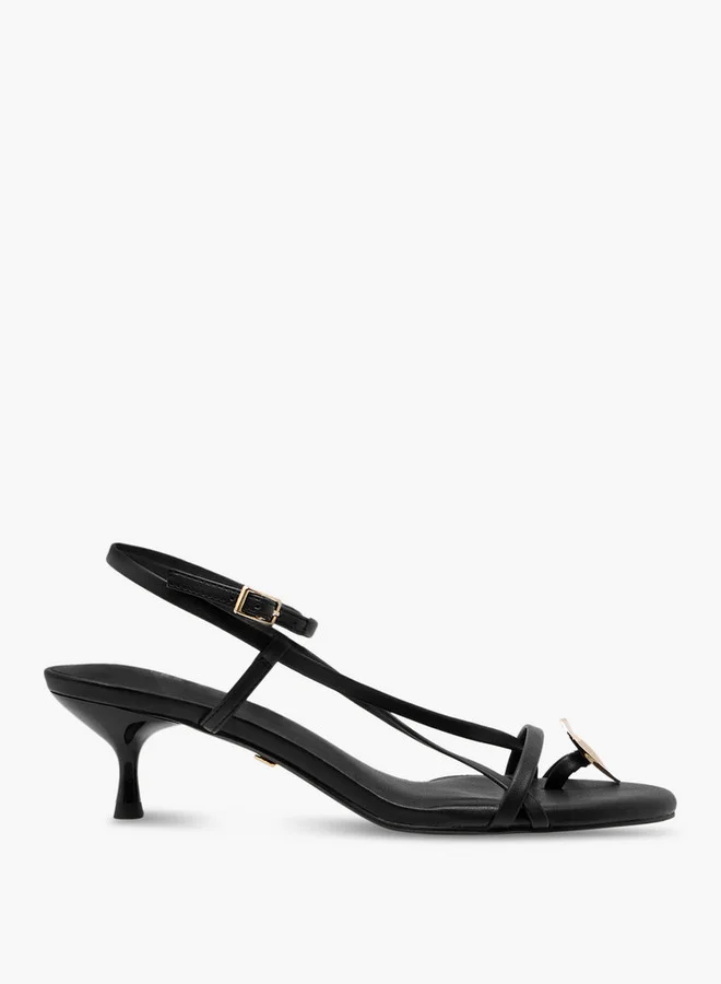 Celeste Women's Solid Slingback Sandals with Kitten Heels and Buckle Closure