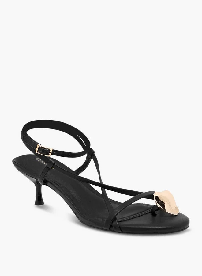 Celeste Women's Solid Slingback Sandals with Kitten Heels and Buckle Closure