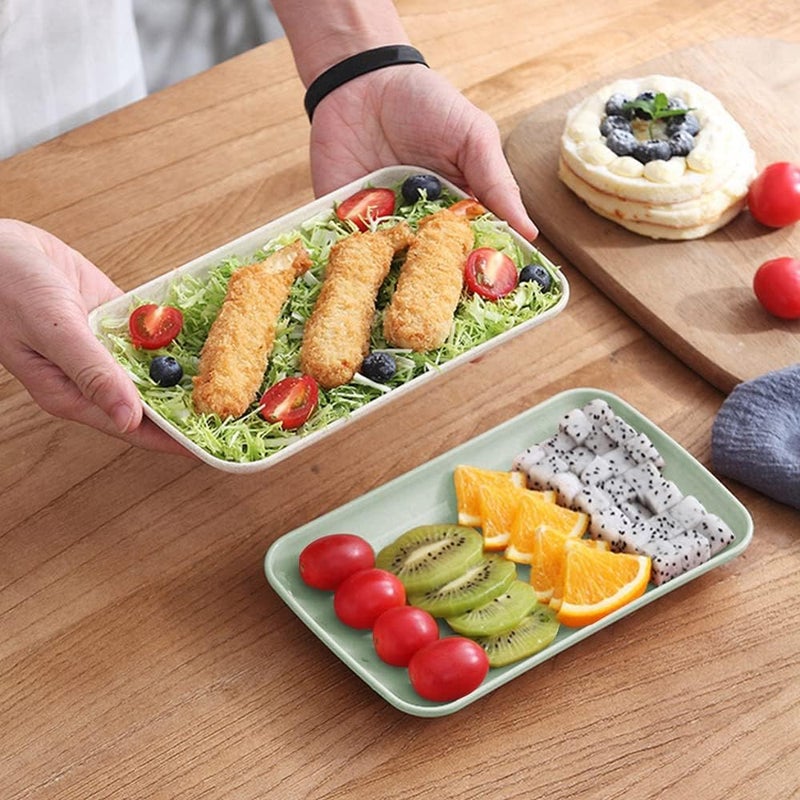 KitchEase Lightweight Wheat Straw Rectangular Plate - 8.27", Unbreakable Eco-Friendly Dinnerware for Salads, Pasta, Snacks & Fruit Ideal for Home, Restaurant & Gifting - (Baby Blue, Pack of 4) - Image 5