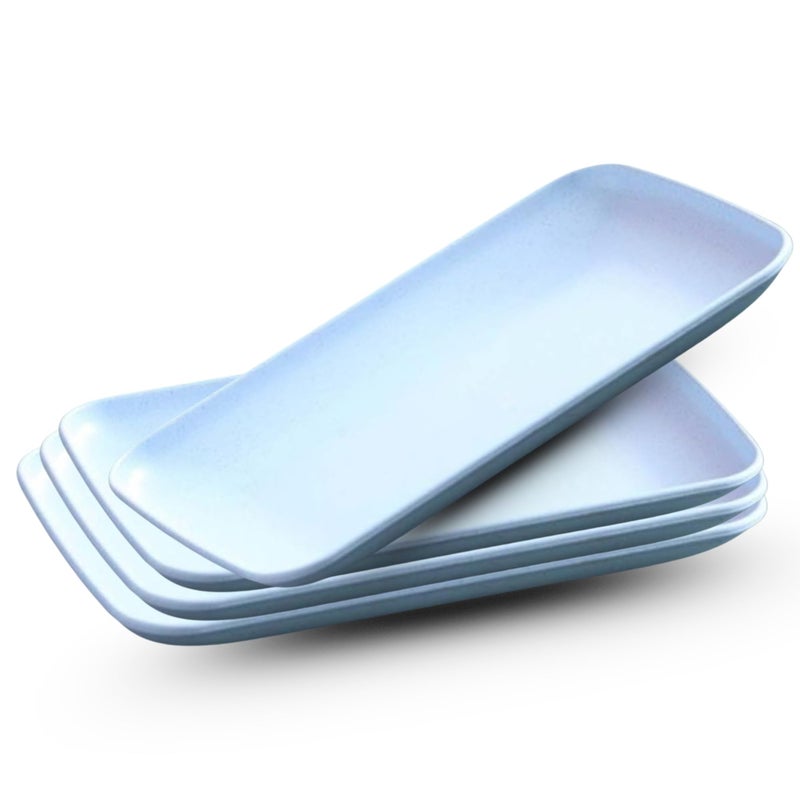 KitchEase Lightweight Wheat Straw Rectangular Plate - 8.27", Unbreakable Eco-Friendly Dinnerware for Salads, Pasta, Snacks & Fruit Ideal for Home, Restaurant & Gifting - (Baby Blue, Pack of 4) - Image 1