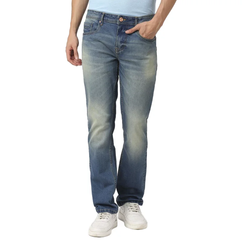 بيينغ هيومان Men Slim Straight Fit Clean Look Light Fade Jeans