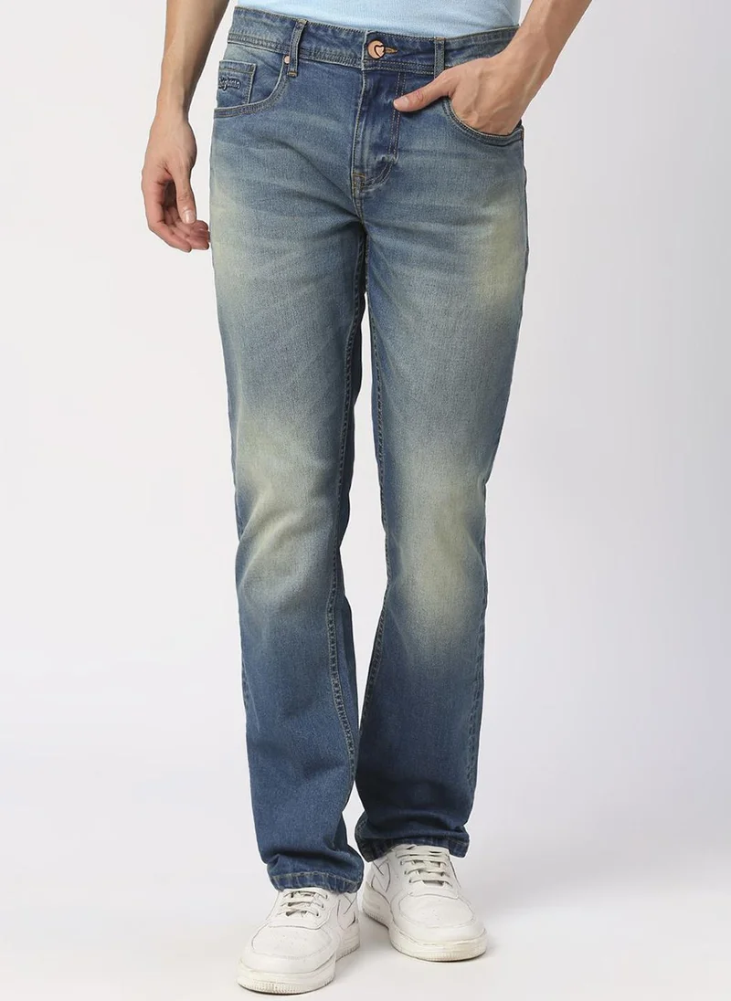 بيينغ هيومان Men Slim Straight Fit Clean Look Light Fade Jeans