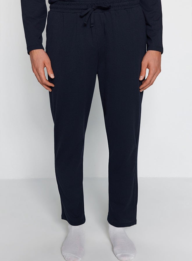 trendyol Navy Blue Regular Fit Knitted Pajamas Set - Image 4