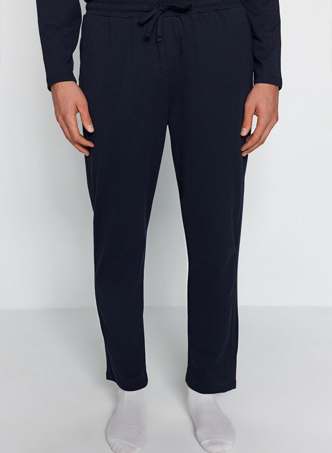 trendyol Navy Blue Regular Fit Knitted Pajamas Set - Image 4